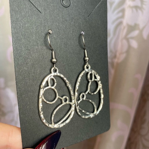 Boho earrings new, steel hooks and silver metal dangle