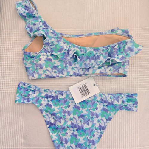 Bikini Vinge Project Evilena One Shoulder new, size L, purple and turquoise