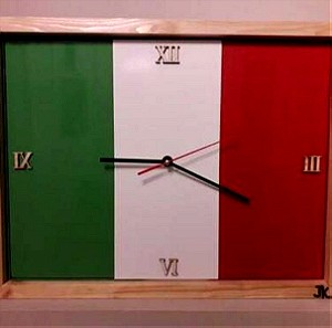 καινουργιο Χειροποίητο ρολόι τοίχου.. Μέταλλο & ξύλο... .. 44,5x34,5cm