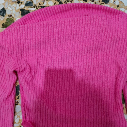 Pink long-sleeve blouse off-shoulder XS like new