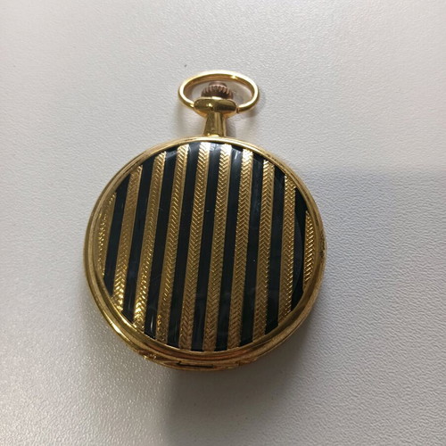 Vintage pocket watch used, black and gold