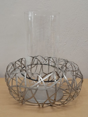 Metal Candle Holder 30x30h cm with Glass Chimney