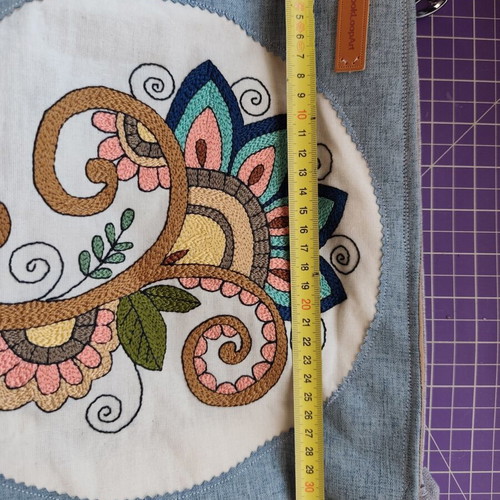Boho shoulder bag like new with embroidered punch needle design