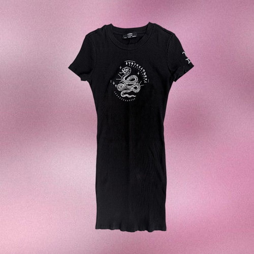 Bershka Mini Black Dress with Snake Astrology Embroideries like new