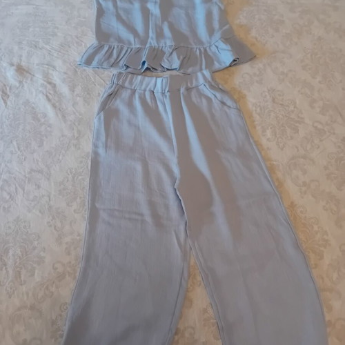 Girls' blue set with shell decoration, age 8