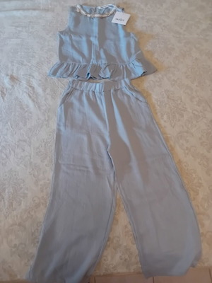 Girls' blue set with shell decoration, age 8