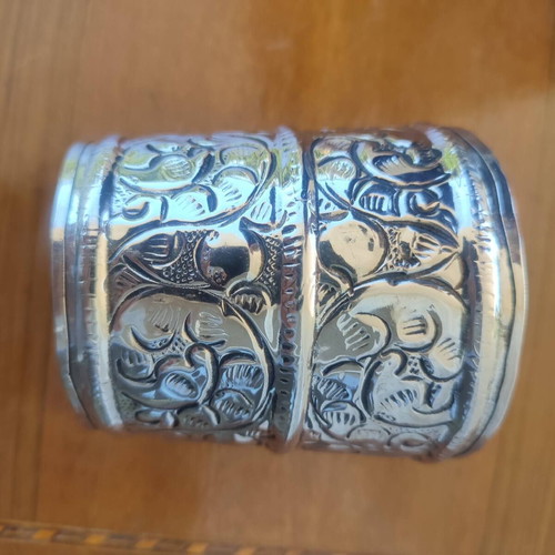 Silver-plated bracelet cuff like new with intricate engravings