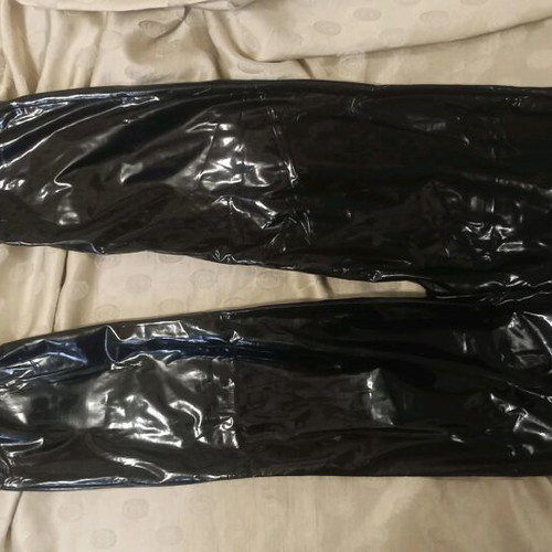 Shein women's shiny high-waisted faux leather leggings new Small black