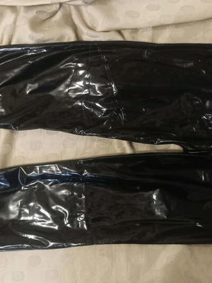 Shein women's shiny high-waisted faux leather leggings new Small black