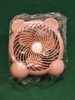Portable USB desk fan, pink with bear ears