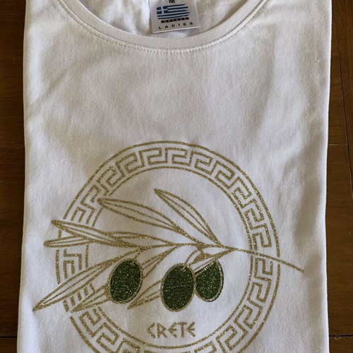 T-shirt from Crete new, size M, white with glitter design