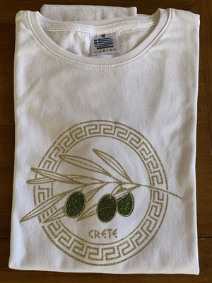 T-shirt from Crete new, size M, white with glitter design