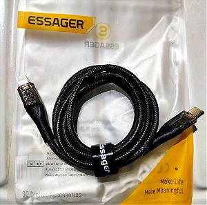 Iphone. Gold Premium "ESSAGER" Lighting - USB TYPE-C Καλώδιο 20w PD.