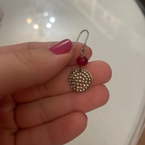 Chrysa women's earrings with small red bead