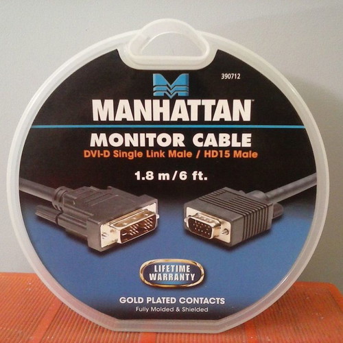 DVI-D (18+1)(single link) to VGA (HD15) Cable 1.8m