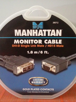 DVI-D (18+1)(single link) to VGA (HD15) Cable 1.8m