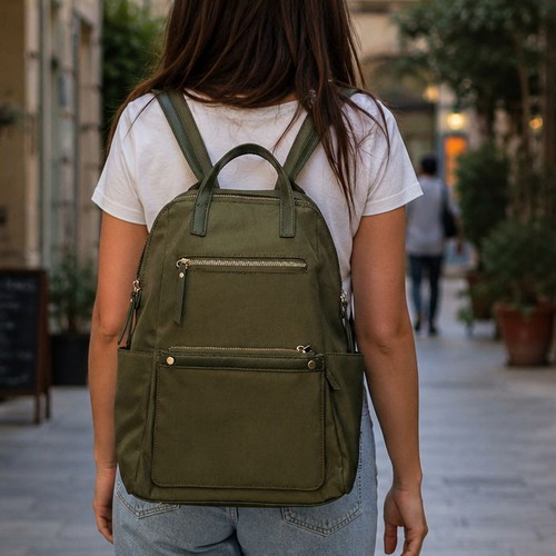 Madison West Nylon Backpack olive green like new