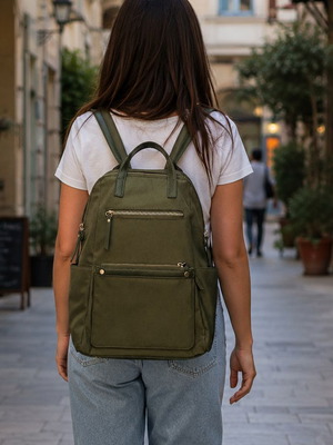 Madison West Nylon Backpack olive green like new