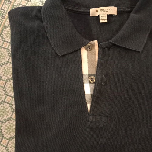 Burberry short sleeve polo shirt like new, black, size M