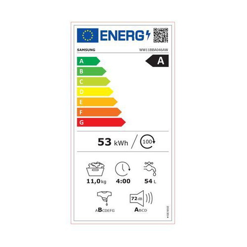 Πλυντήριο ρούχων Samsung WW11BBA046AWLE 11Kg σαν καινούργιο με EcoBubble και Steam Wash