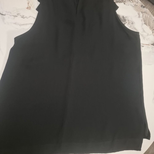 BSB black sleeveless blouse with ruffles and bow, size S