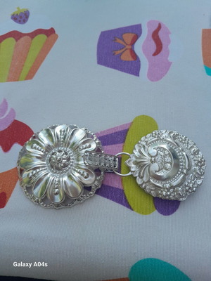 1900 French silver plated handmade cape clasp, women's accessory