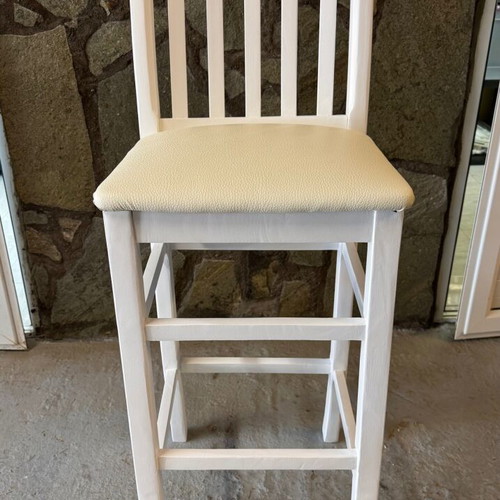 Stool refurbished, white matte lacquer finish