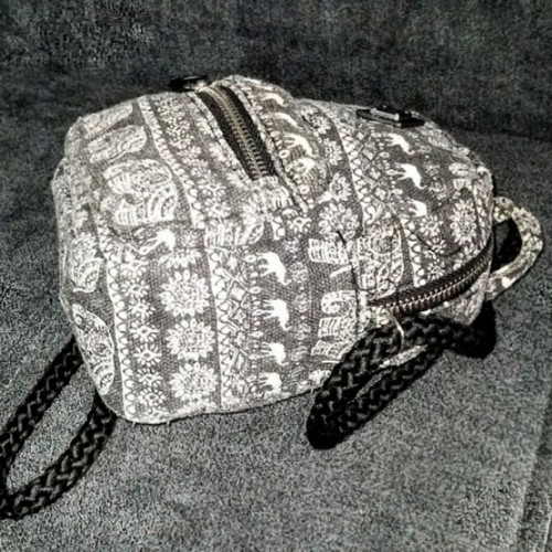 Claire's denim patterned backpack like new