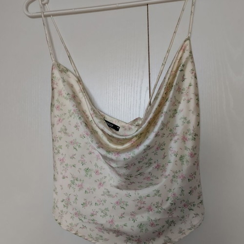 Gina Tricot satin top new with floral pattern and cowl neck