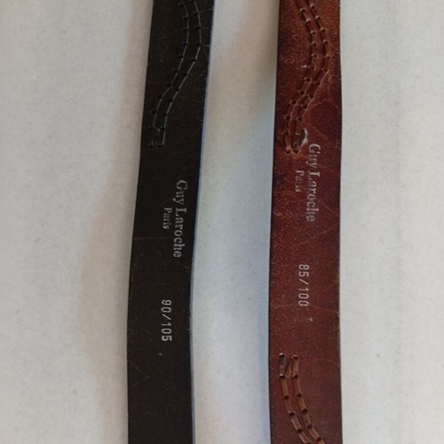 Leather belts unisex used, black and brown, size 105 cm