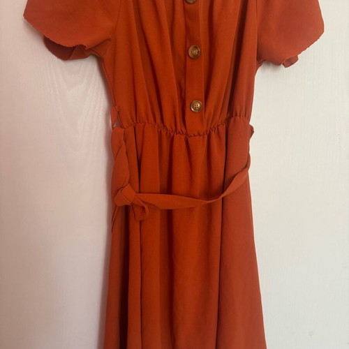 Dress like new, orange with straps, sleeves and belt