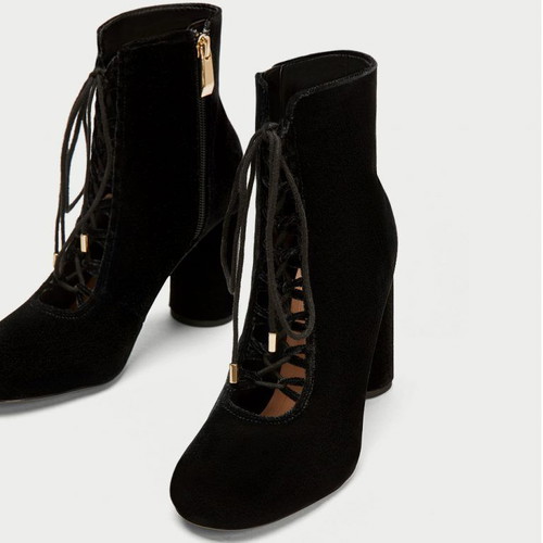 Zara velvet feel boots used, victorian goth style, size 37