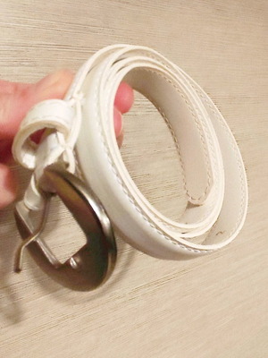 White belt used with metal buckle, size 90