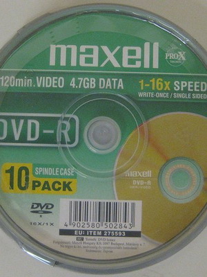 Maxell DVD-R P10 Cakebox καινούργιο, 16x ταχύτητα