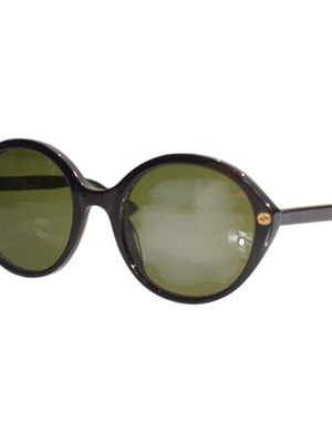 Gucci GG0023S 001 големи кръгли слънчеви очила от ацетат, черна рамка, зелени лещи