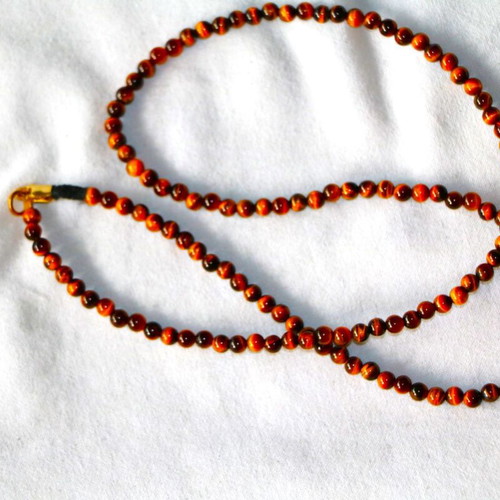 Gold necklace tiger's eye 14K 585 new with clasp Indico Jewels