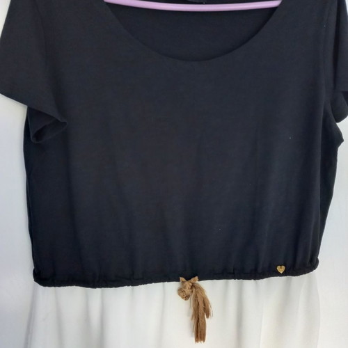 Summer blouse new black and white, size L