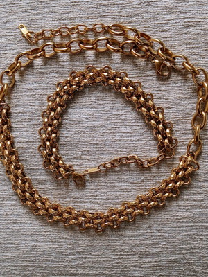 Σετ κολιέ και βραχιόλι επιχρυσωμένο ατσάλι σαν καινούργιο, χρυσαφί