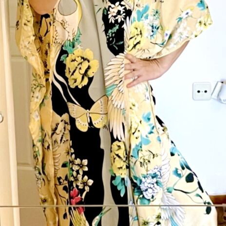 Caftan dress with Japanese pattern like new, one size