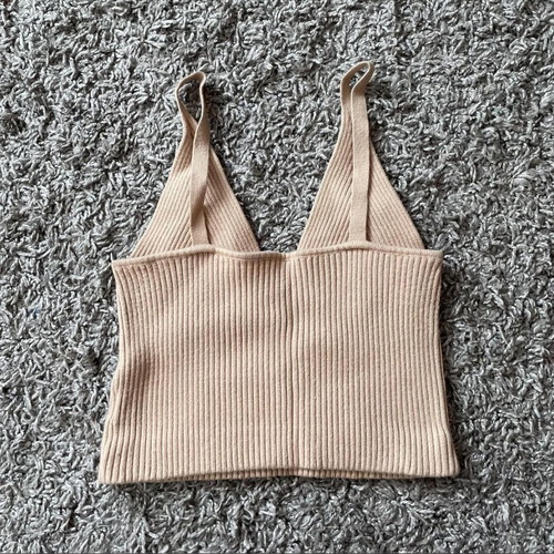 Bershka Beige Knitted Sleeveless Women's Top New
