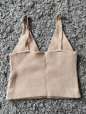 Bershka Beige Knitted Sleeveless Women's Top New