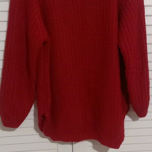 Pullover small used, dark red with wide stripe and 3/4 sleeves