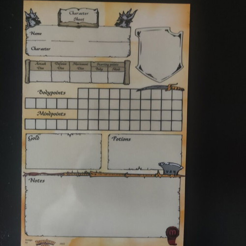 HeroQuest reusable character sheets set used
