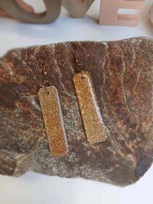 Handmade liquid glass earrings, gold color