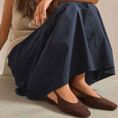 Suede brown ballerinas like new, size 36.5-37, square toe