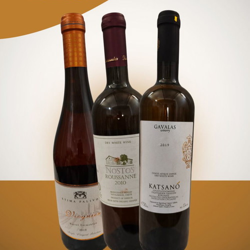 Greek White Wine Collection New, Pack of 3 Bottles