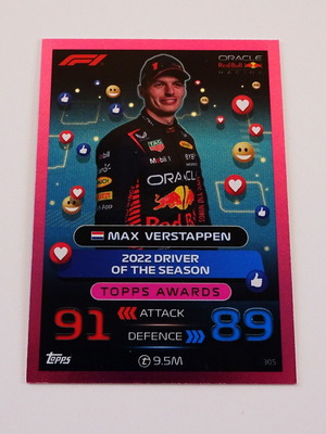 Topps F1 Turbo Attax 2023 Formula 1 N. 305 Max Verstappen Pink Parallel