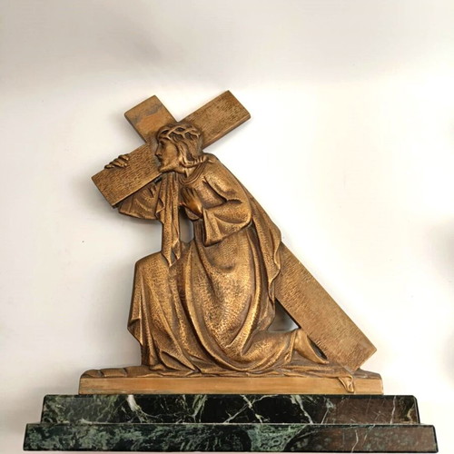 Antique large bronze religious sculpture like new