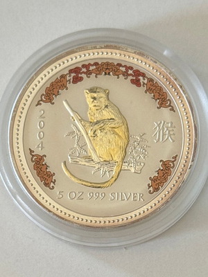 Australia 2004 8 Dollar Silver Coin Elizabeth II Year of the Monkey new