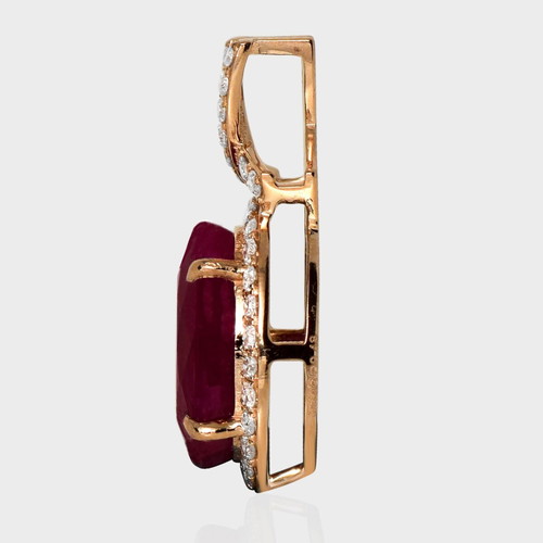 Pendant 14K Rose Gold with 4.66ct Natural Ruby and 0.43ct Diamond new